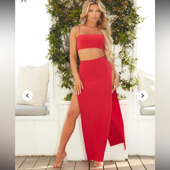 Fashion Nova Vibrant Red Maxi Skirt - Picture 2 of 10